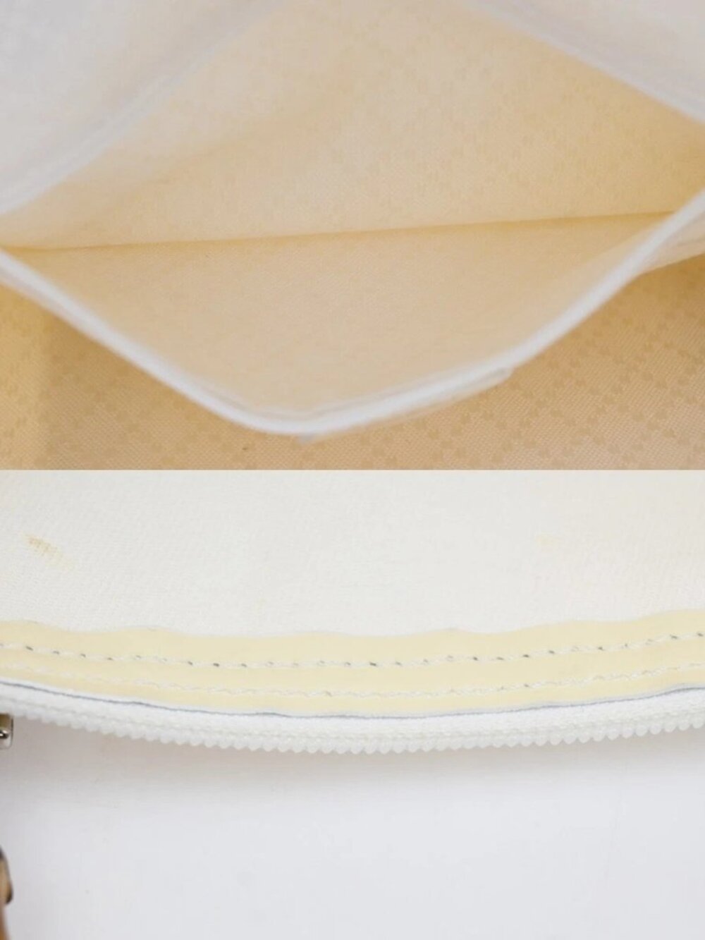 GUCCI Logo Bamboo Tote Handbag Nylon Patent Leather White SHW Italy 66KC967 - Picture 12 of 16